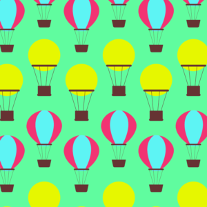 Different Hot air Balloon Pattern On Green Background